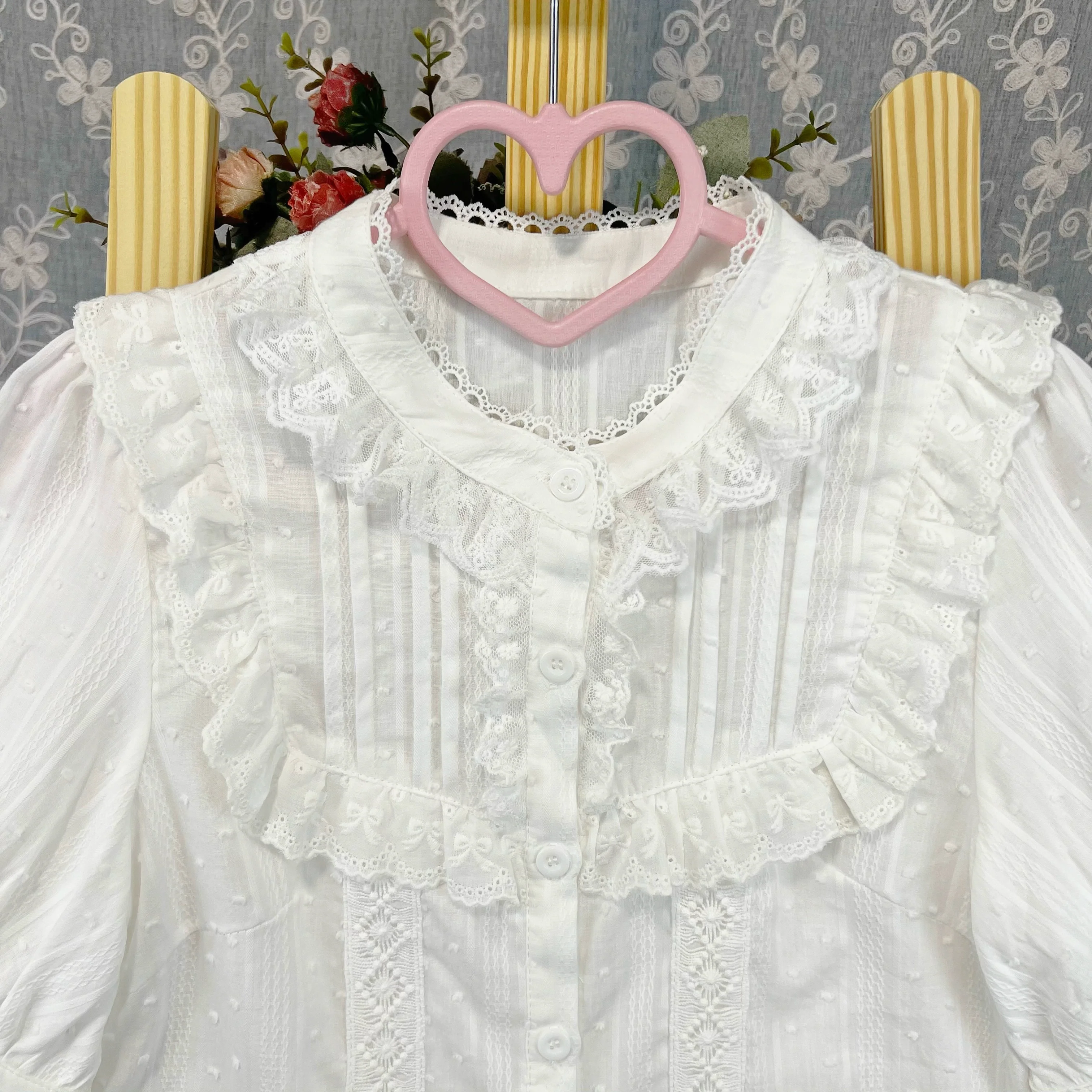 Sweet Lolita Blouse Cotton Summer Short Sleeve Shirt - Image 9