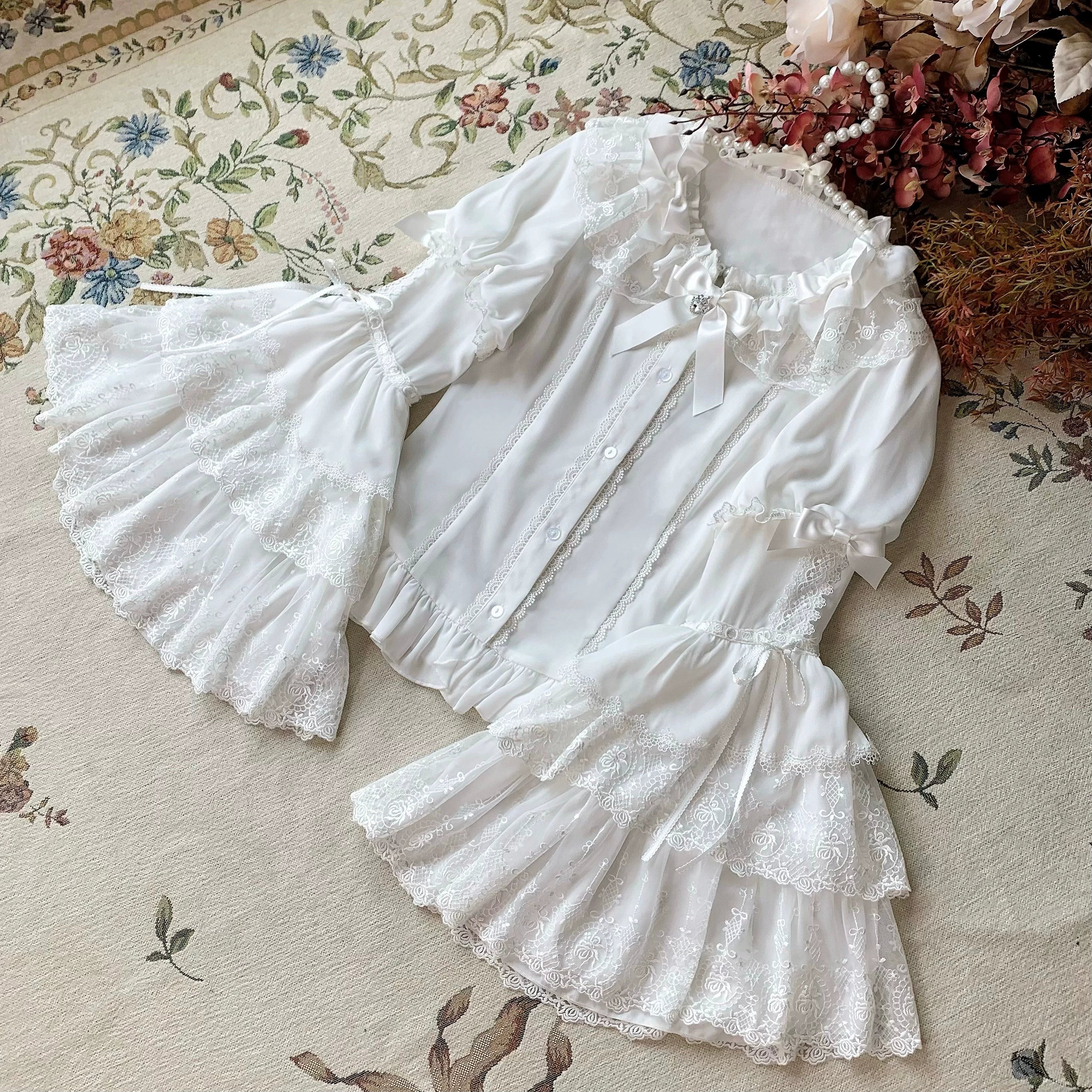 Flower Banquet - Wishing Star - Sweet Lolita Blouse Princess Sleeve Shirt and Accessories - Image 27