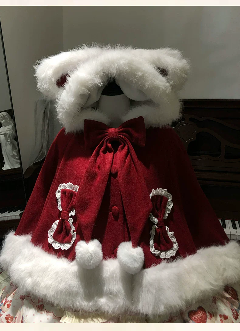 Sweet Lolita Cape, Bunny Ear Hood & Bows - Image 6
