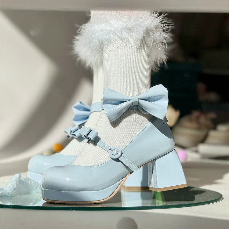 Covenant Doll - Sweet Lolita Chunky Heel Shoes, Detachable Bow - Image 14