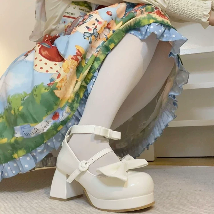 Covenant Doll - Sweet Lolita Chunky Heel Shoes, Detachable Bow - Image 17