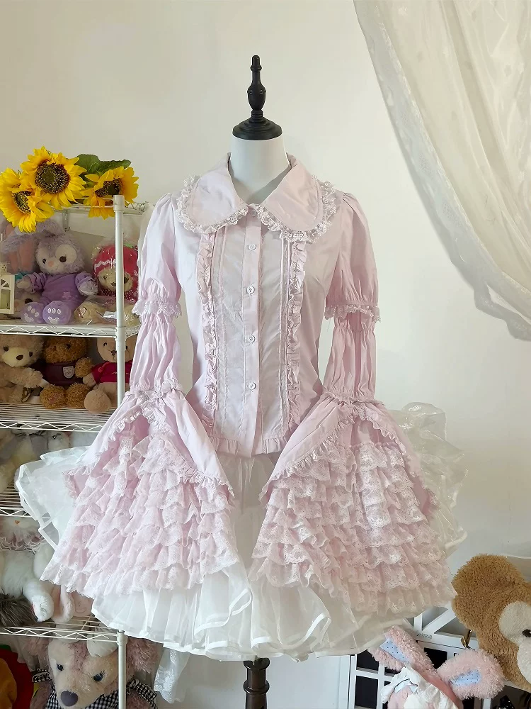 Sweet Lolita Cotton Shirt, Detachable Hime Sleeves