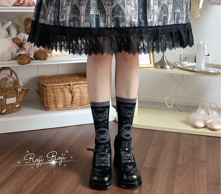 Sweet Lolita Cotton Socks, Detachable Cuff Bow Trim - Image 12