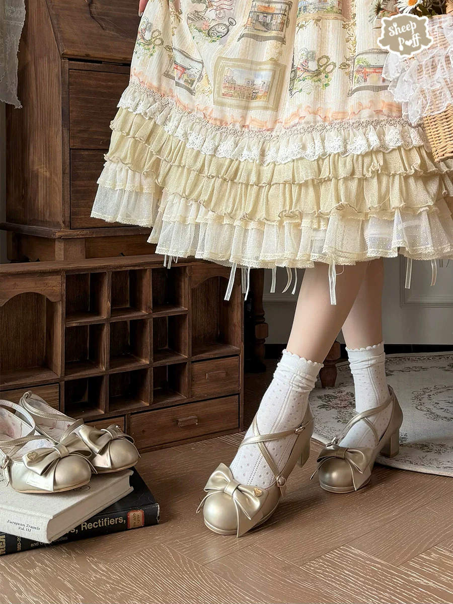 Miss Fondant - Sweet Lolita Cross Strap Shoes, Low & Mid Heels - Image 20