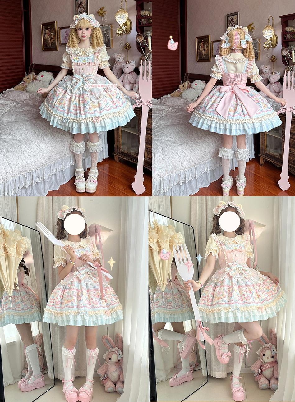 Sweet Cat Fruit Candy - Sweet Lolita Dessert Printed JSK Dress, Bows & Ruffles - Image 13