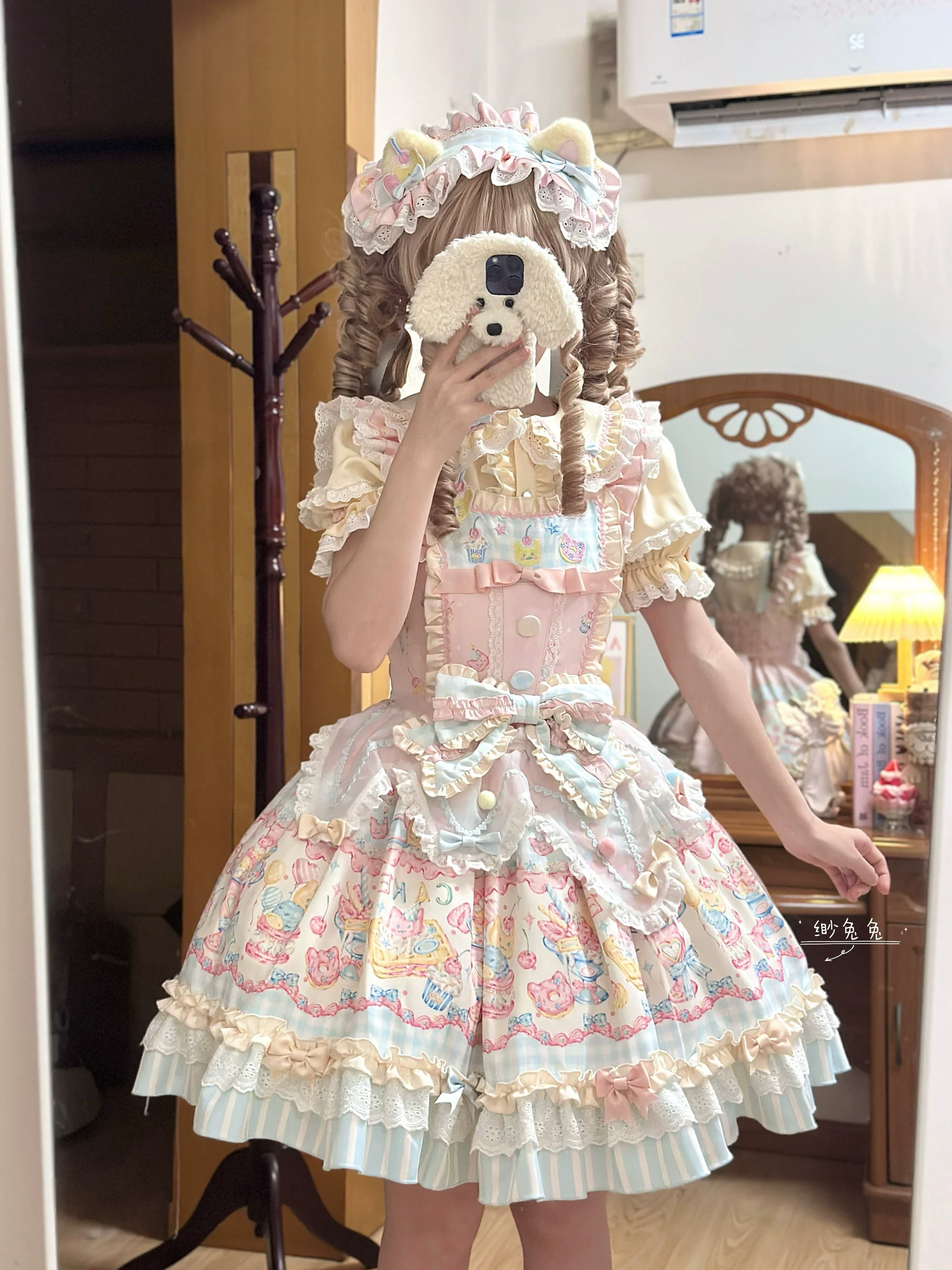 Sweet Cat Fruit Candy - Sweet Lolita Dessert Printed JSK Dress, Bows & Ruffles - Image 16