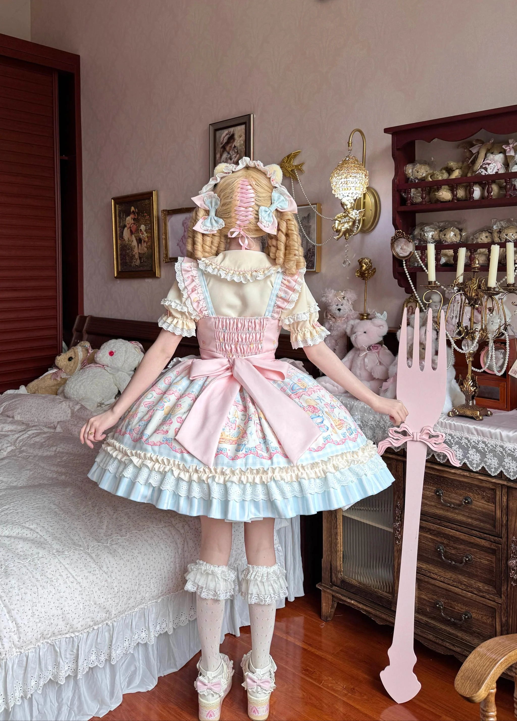 Sweet Cat Fruit Candy - Sweet Lolita Dessert Printed JSK Dress, Bows & Ruffles - Image 2