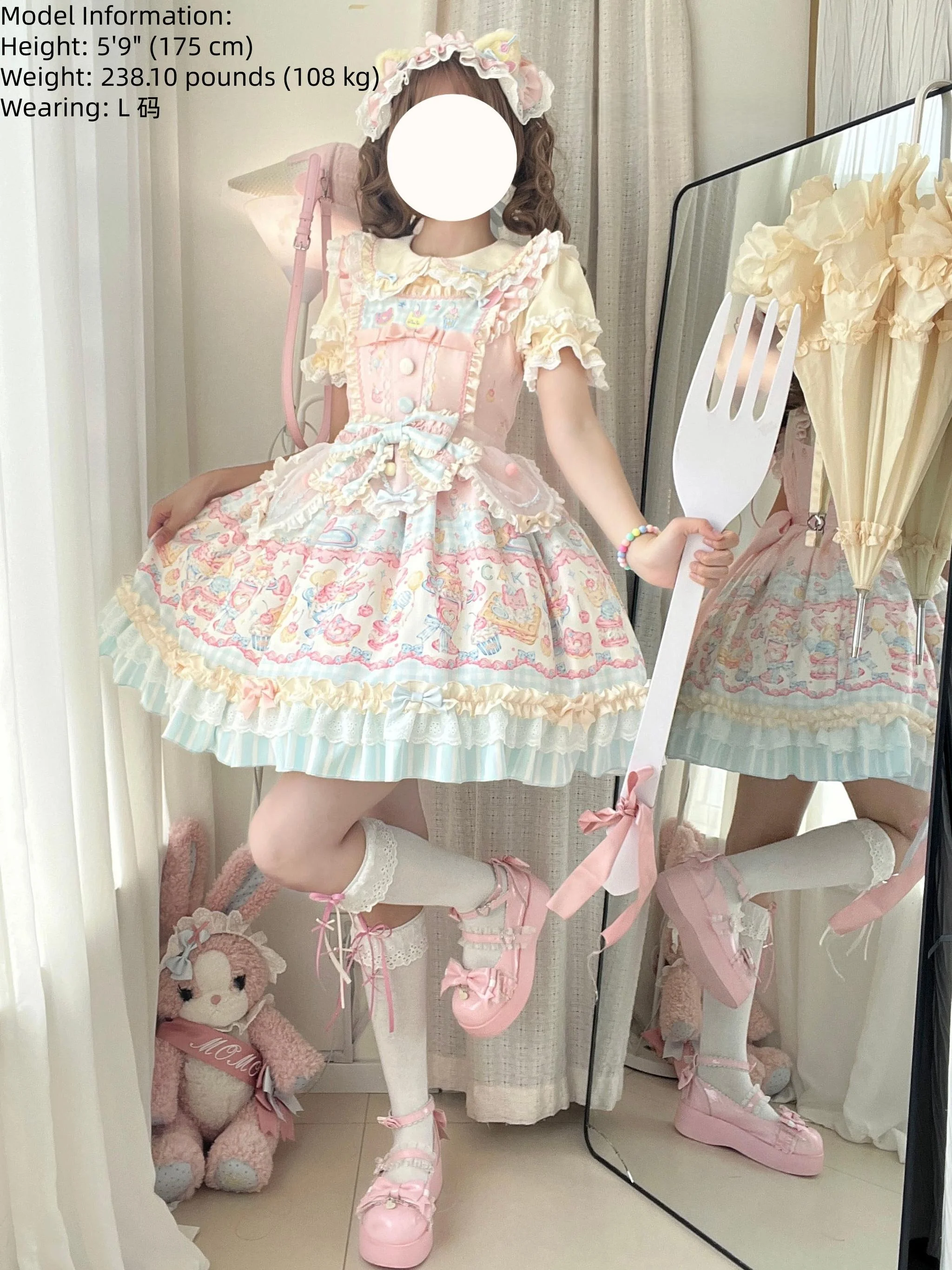 Sweet Cat Fruit Candy - Sweet Lolita Dessert Printed JSK Dress, Bows & Ruffles - Image 6