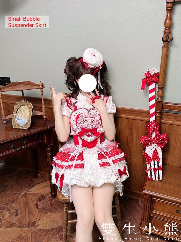 Shuang Sheng Xiao Xiong - Bite The Cake - Sweet Lolita Dress, Red & White Polka Dots - Image 32