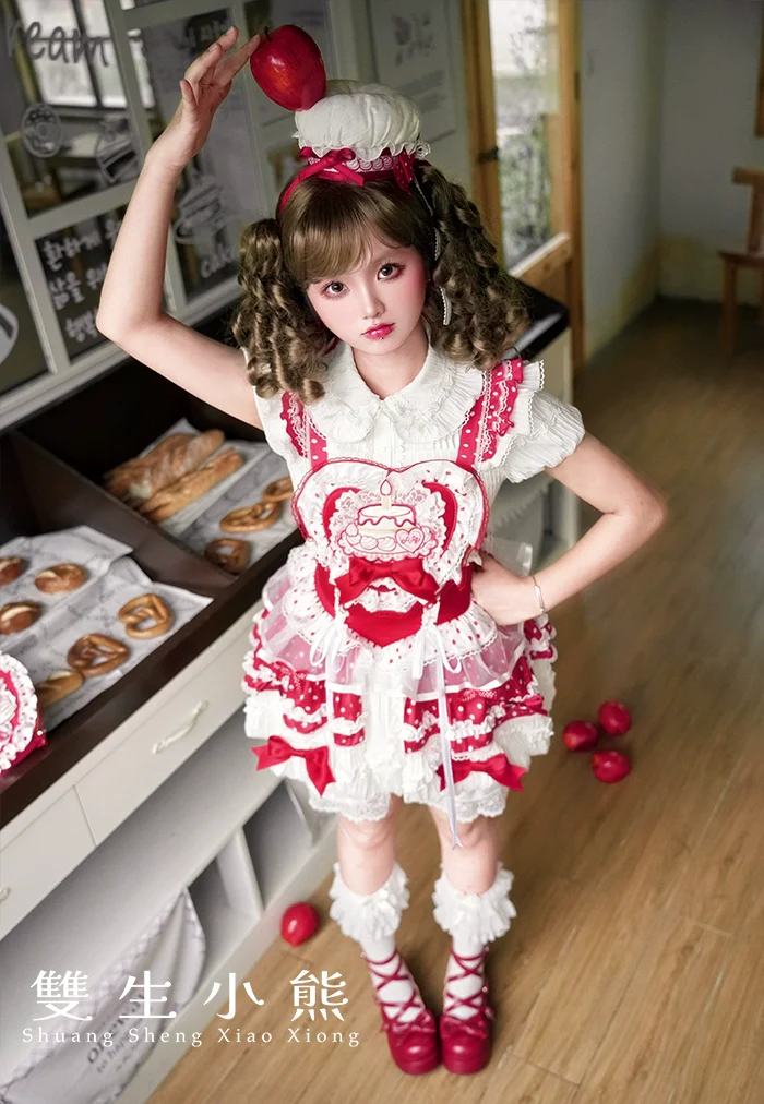 Shuang Sheng Xiao Xiong - Bite The Cake - Sweet Lolita Dress, Red & White Polka Dots - Image 43