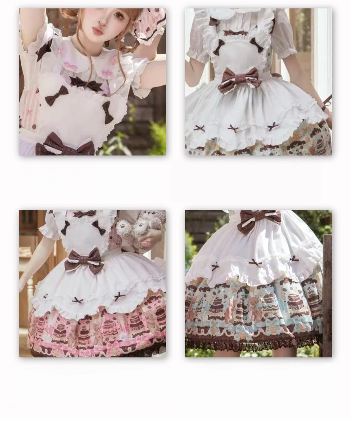Cake Bear - Sweet Lolita Embroidered Collar Dress, Bear and Cake Print - Image 13