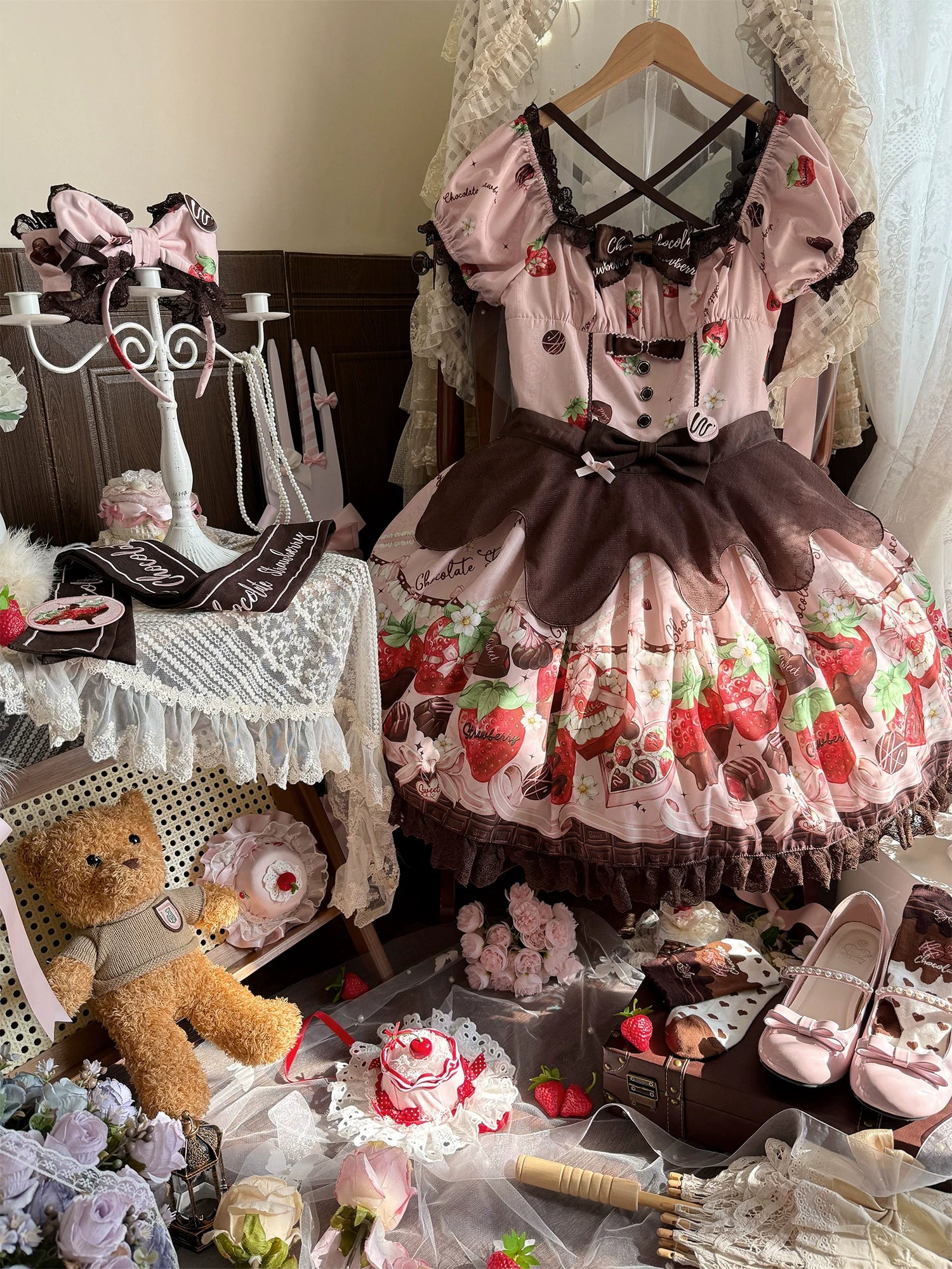 Strawberry Chocolate Lovers - Sweet Lolita Embroidered Printed Accessory - Image 24