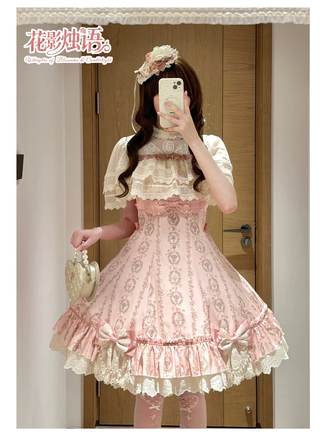 Whispers of Blossoms & Candlelight - Sweet Lolita Floral Printed JSK Dress with Bows - Image 27