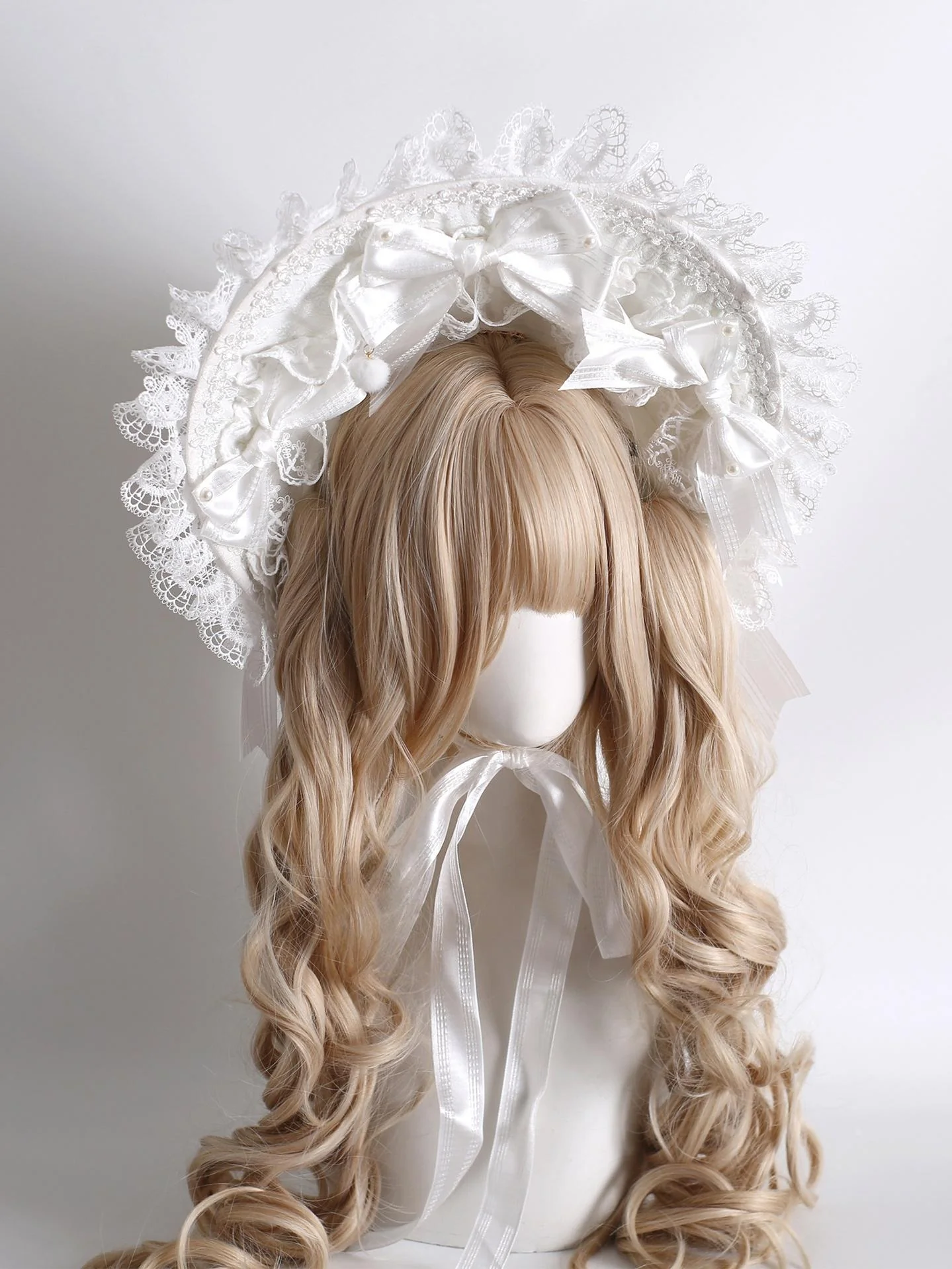 Sweet Lolita Headdress, Lace & Bow - Image 3