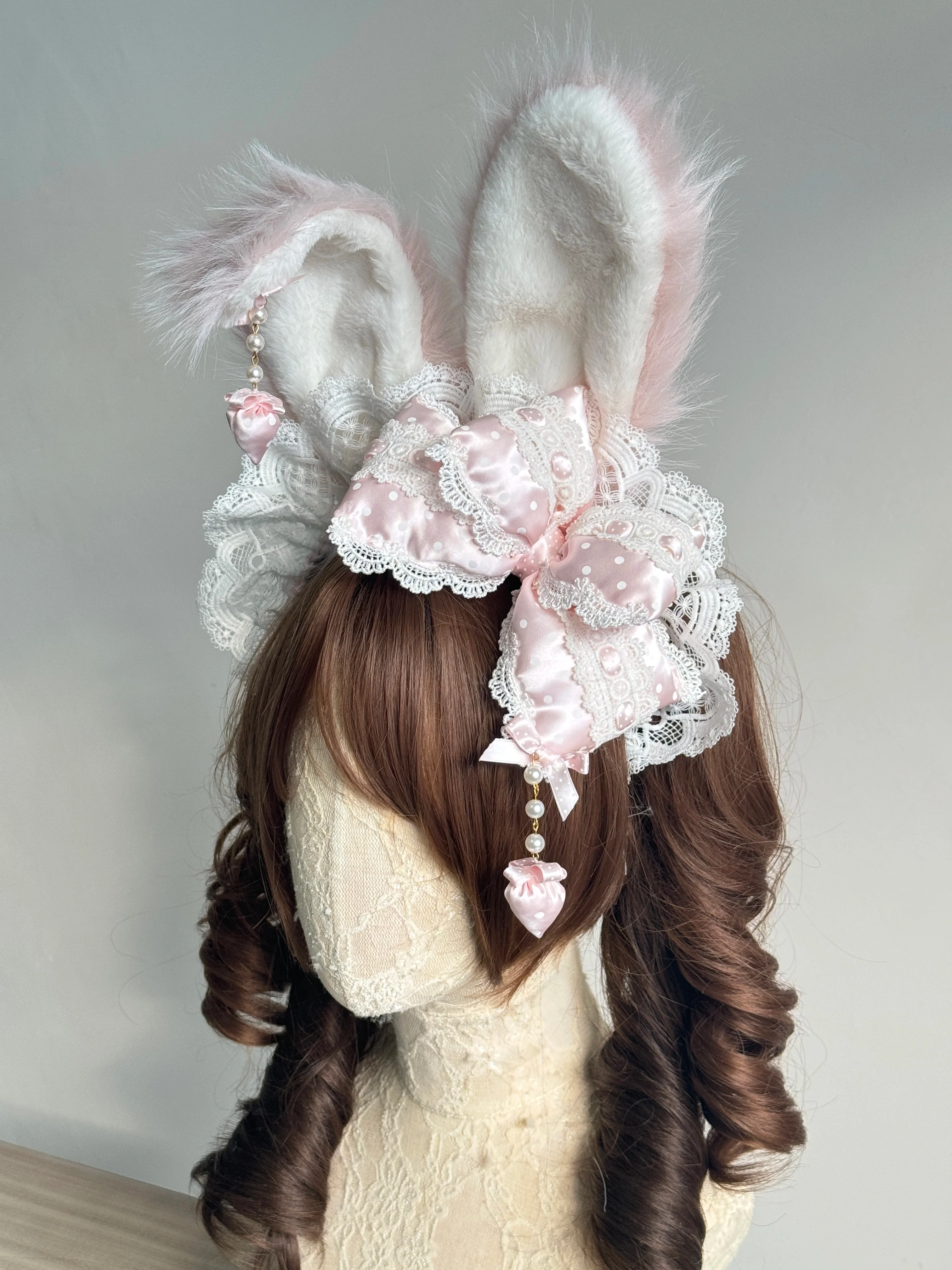 Sweet Lolita Headdress, Polka Dot Bow, Bunny Ear