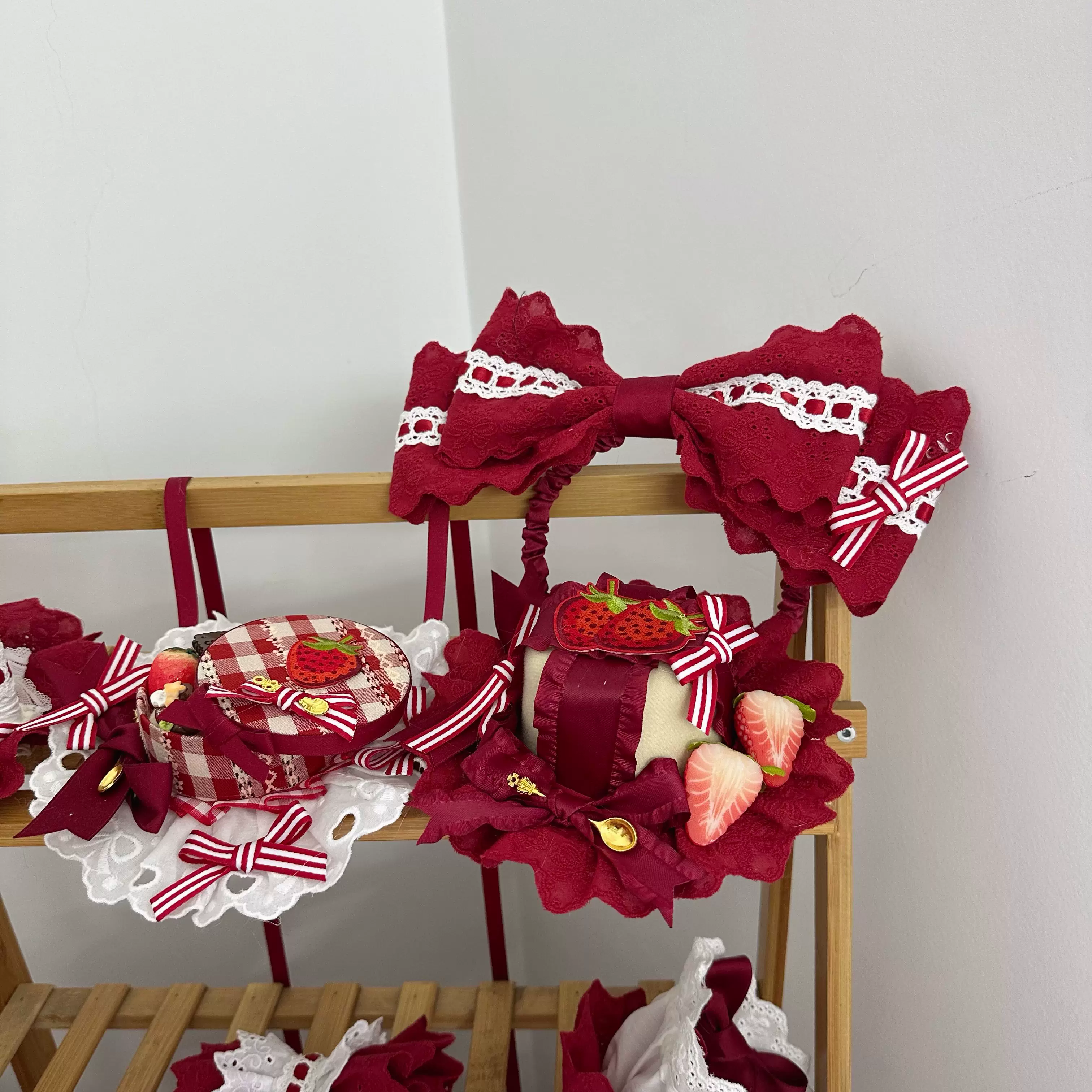 Sweet Lolita Headdresses, Strawberry, Ruffles & Bows - Image 21