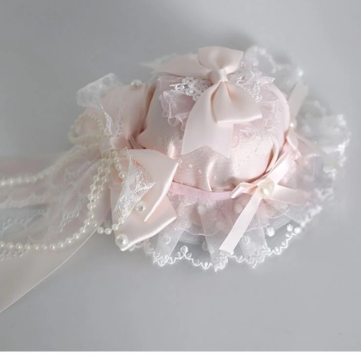 Xiaogui - Sweet Lolita Headwear Set BNT/Hat/Headband/Cuffs With Lace - Image 7