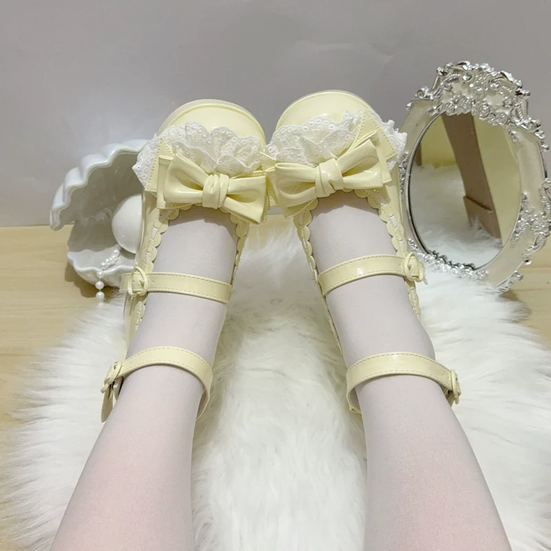 Jiujiu Lolita - Milky Puff - Sweet Lolita Heels Shoes, Round Toe With Petite Wedge - Image 32