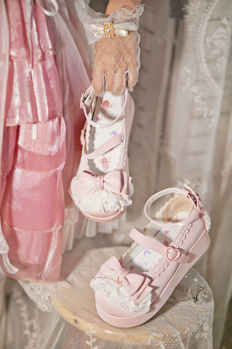 Jiujiu Lolita - Milky Puff - Sweet Lolita Heels Shoes, Round Toe With Petite Wedge - Image 4