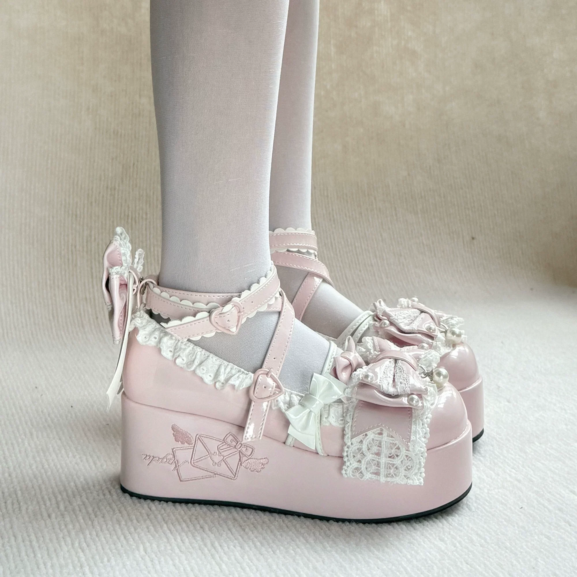 Sweet Dream Letter - Sweet Lolita High Platform Shoes, Embroidery & Bows - Image 11