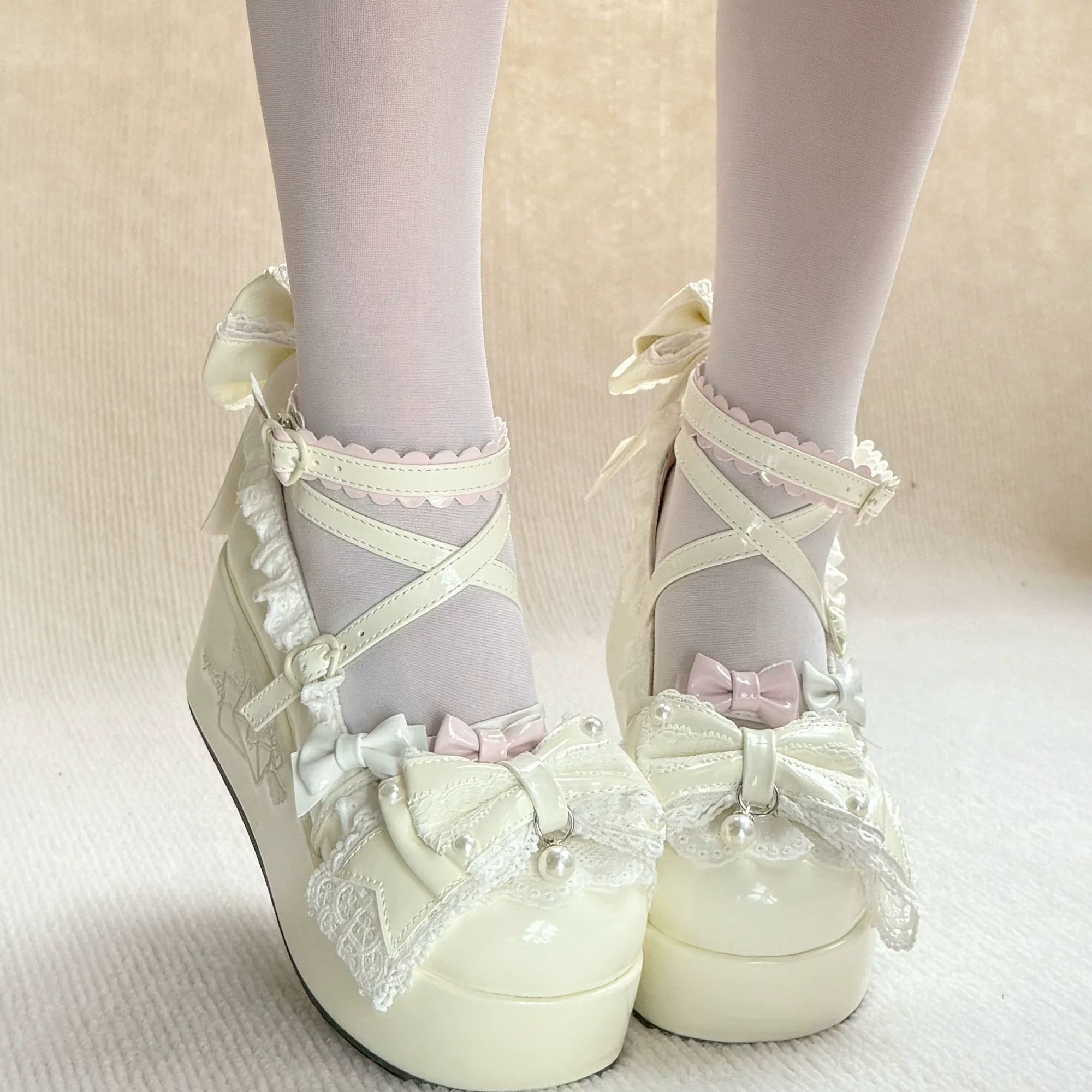 Sweet Dream Letter - Sweet Lolita High Platform Shoes, Embroidery & Bows - Image 18