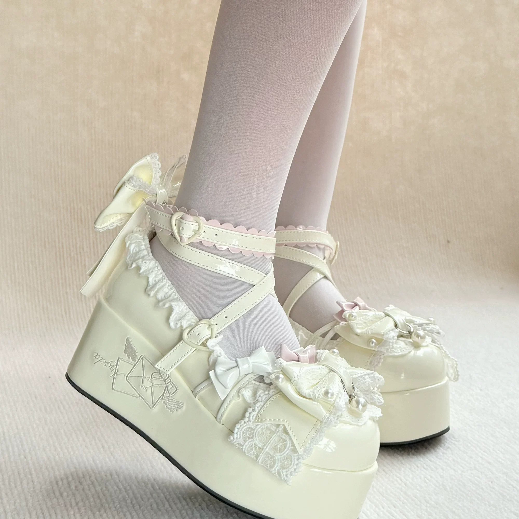 Sweet Dream Letter - Sweet Lolita High Platform Shoes, Embroidery & Bows - Image 20