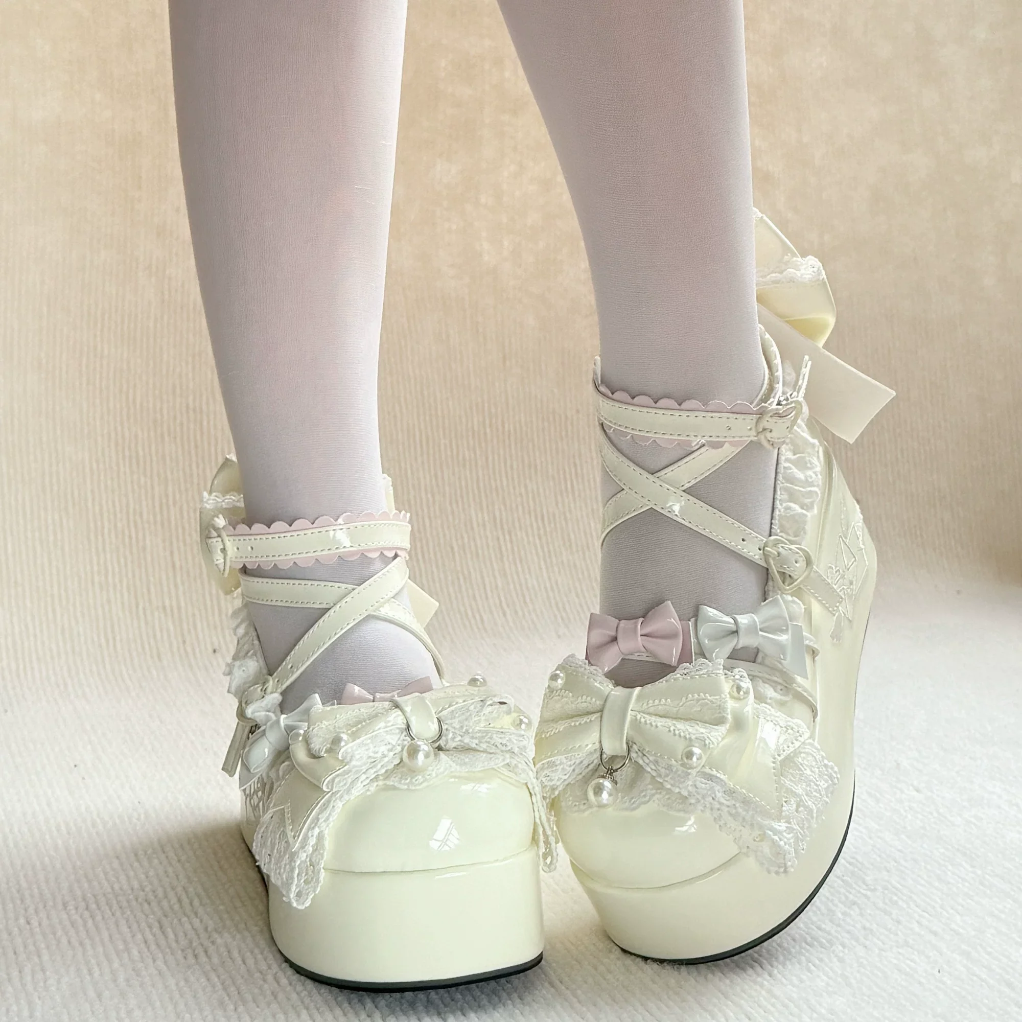 Sweet Dream Letter - Sweet Lolita High Platform Shoes, Embroidery & Bows - Image 21