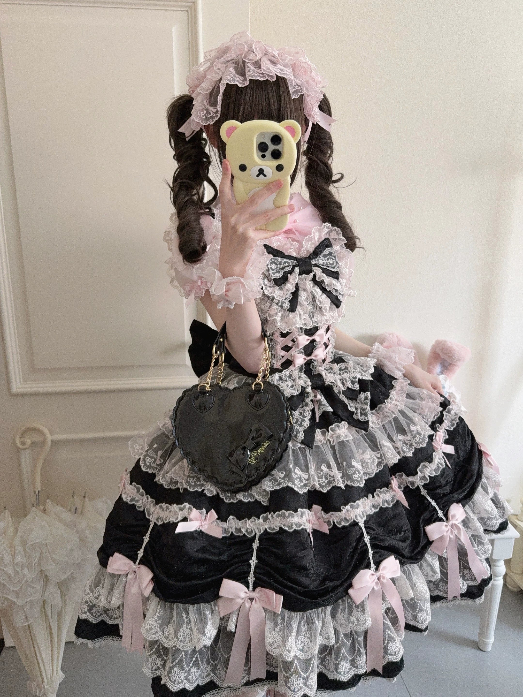 Satin Gift Box - Sweet Lolita JSK Dress, Bows and Layered Lace - Image 15