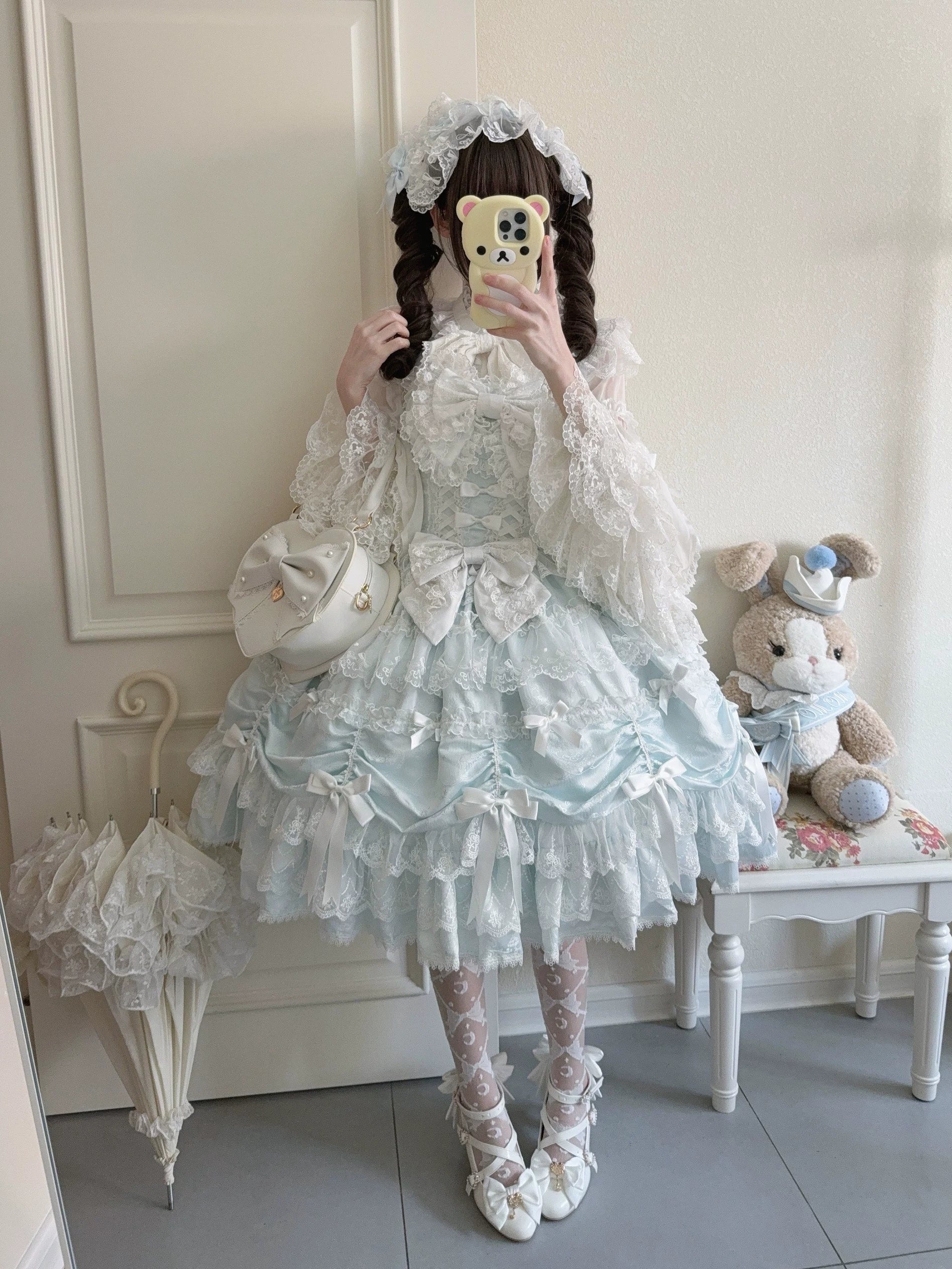 Satin Gift Box - Sweet Lolita JSK Dress, Bows and Layered Lace - Image 19