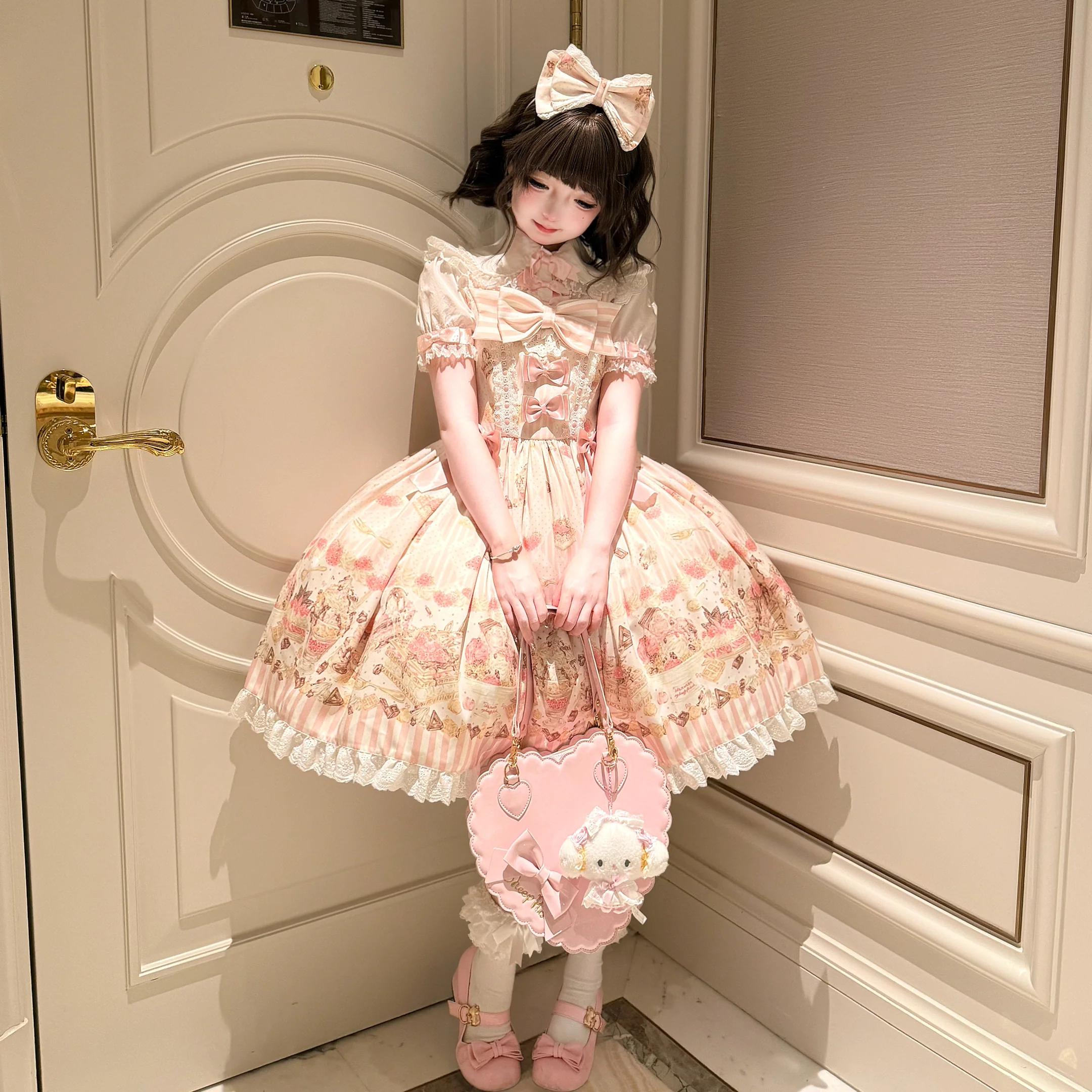 Iced Strawberry Cheese - Sweet Lolita JSK, Strawberry Dessert Print - Image 5