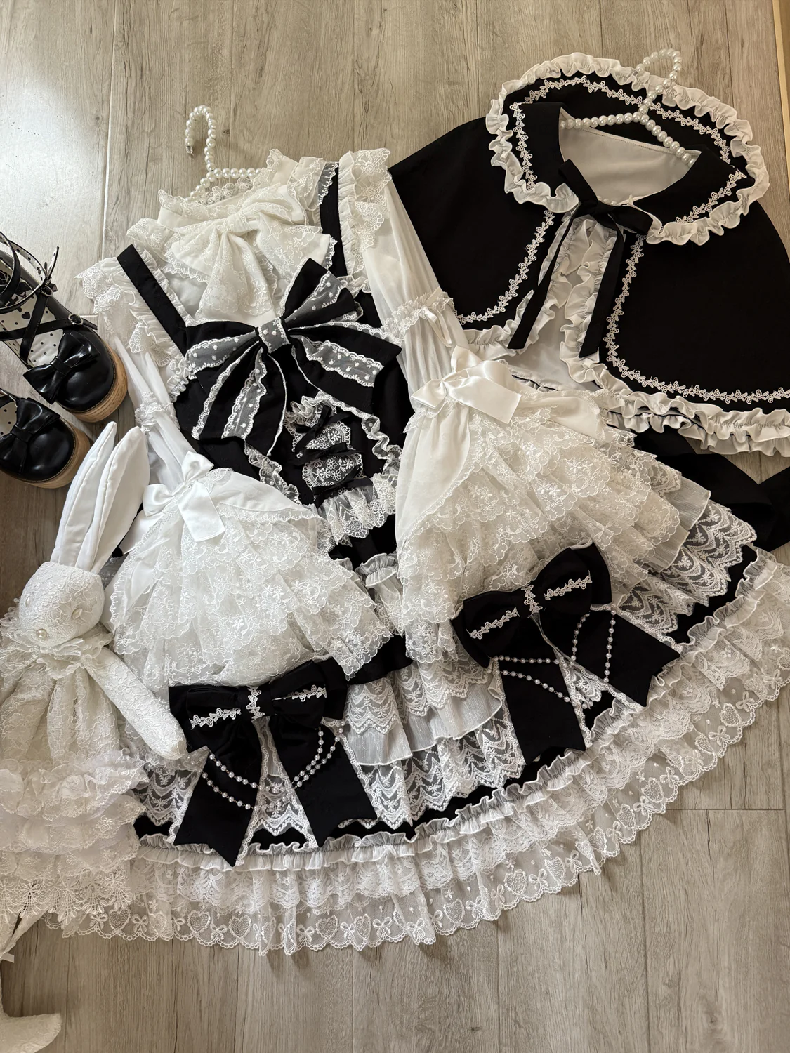 Cross Heart Knot - Sweet Lolita JSK Suit Tiered Ruffles Dress with Lace Blouse - Image 21