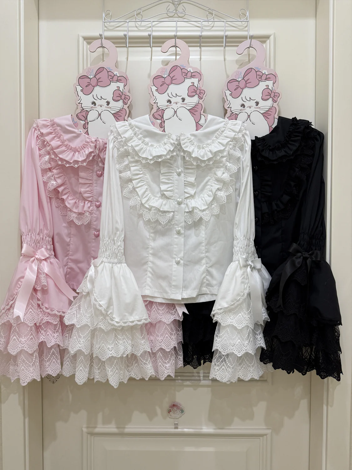 Cross Heart Knot - Sweet Lolita JSK Suit Tiered Ruffles Dress with Lace Blouse - Image 25