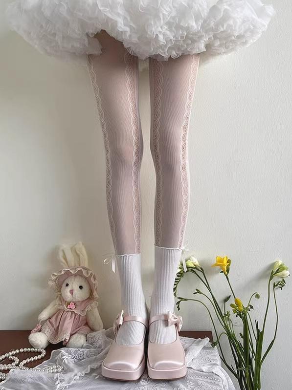 Sweet Lolita Lace Patchwork Pantyhose - Image 2