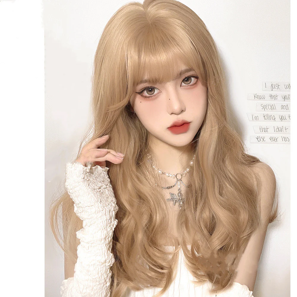 Sweet Lolita Long Culy Blonde Synthetic Wave Wig - Image 5