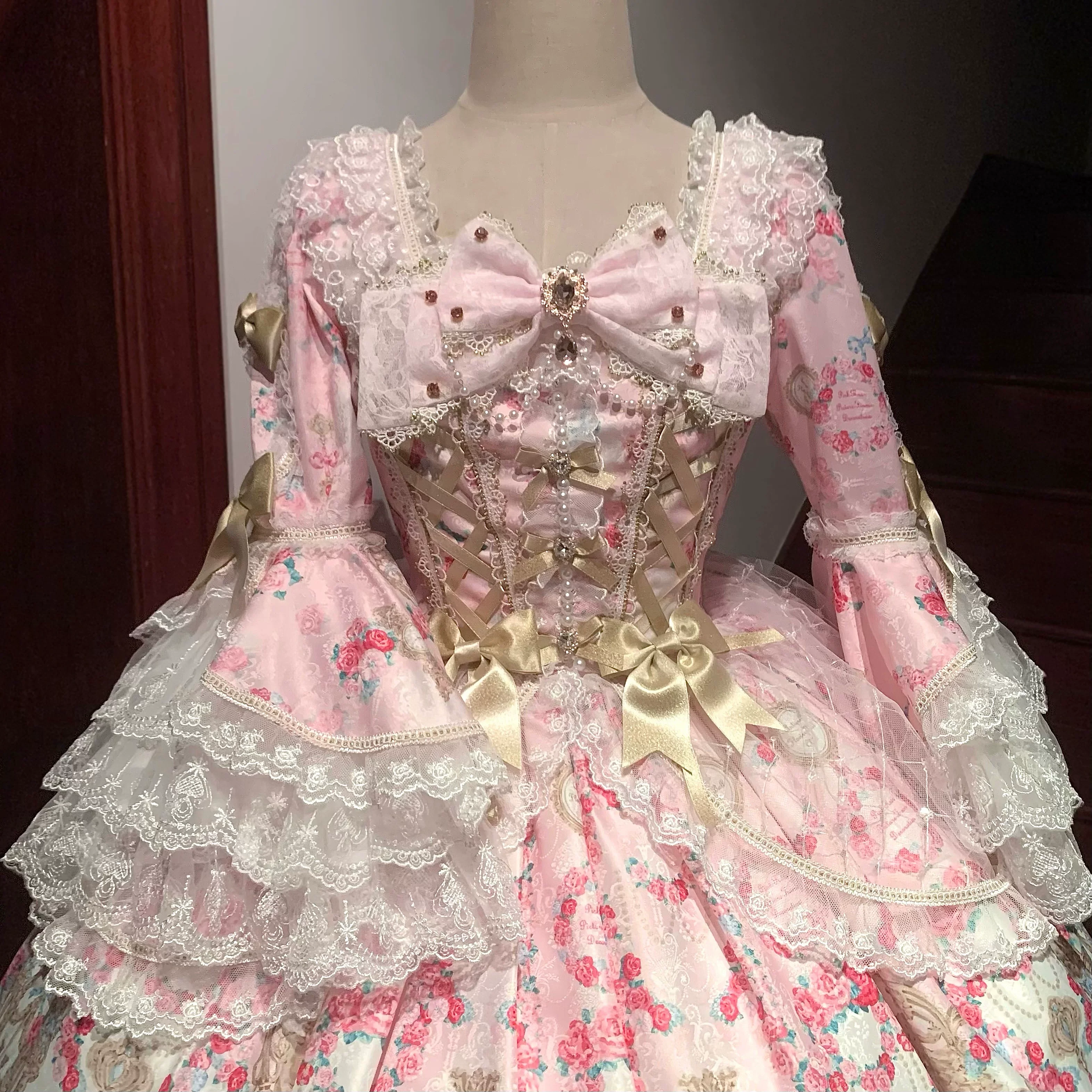 Rose Garden Prelude - Sweet Lolita OP Dress, Floral Printed - Image 25