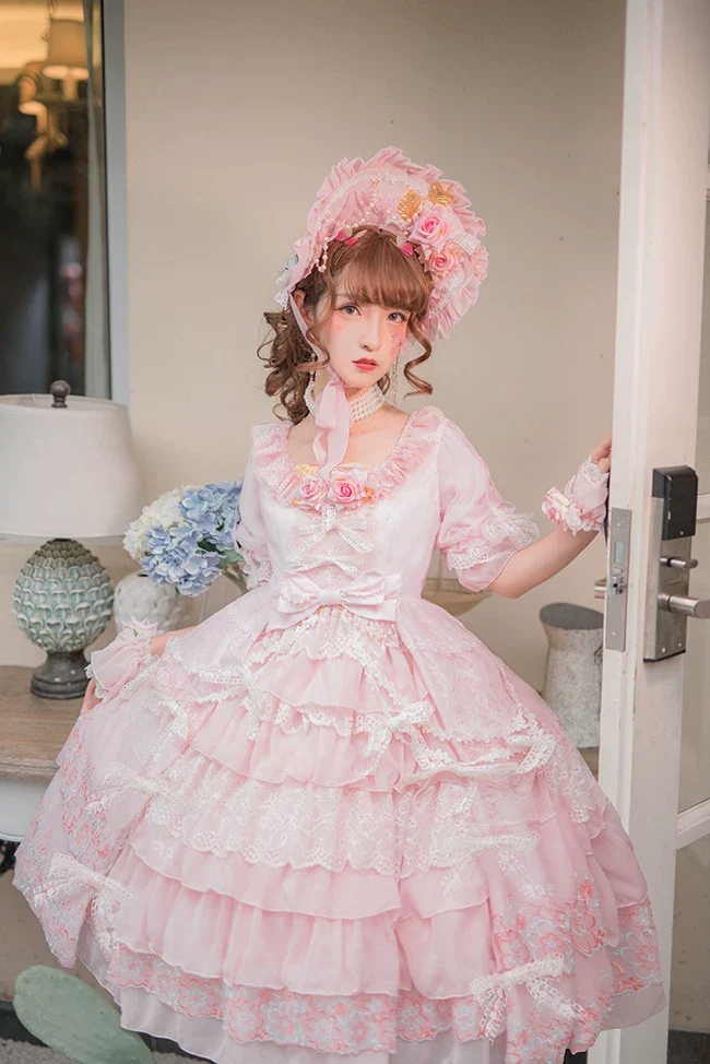 Dawn Wedding - Sweet Lolita OP Dress, Layered Hem - Image 10