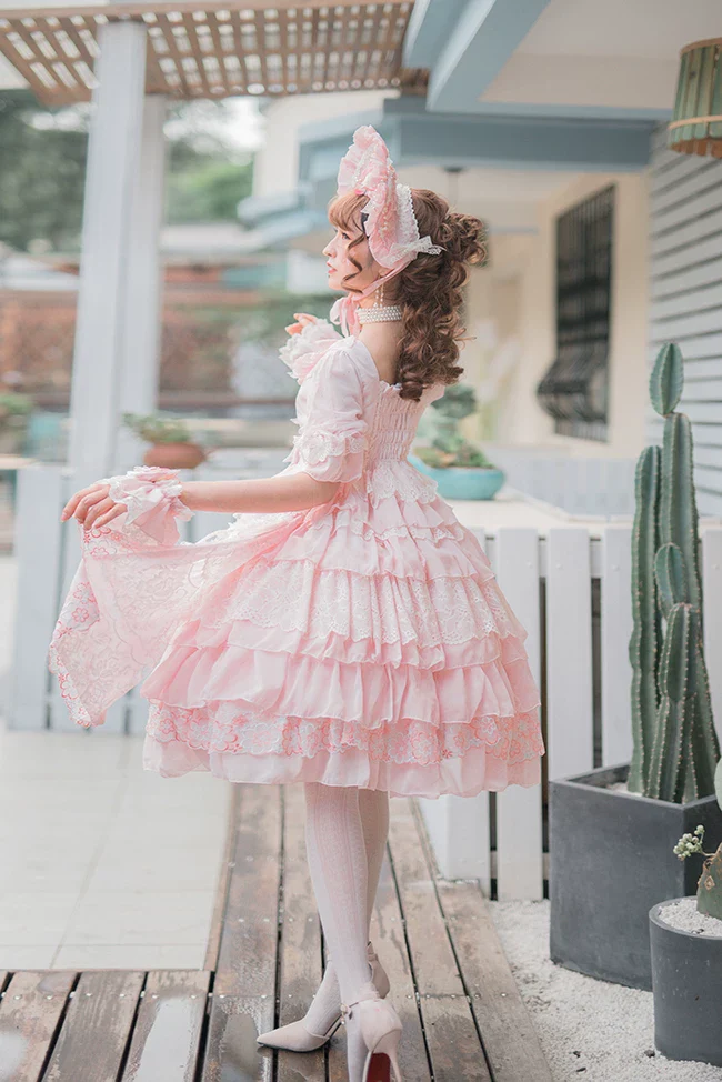 Dawn Wedding - Sweet Lolita OP Dress, Layered Hem - Image 11