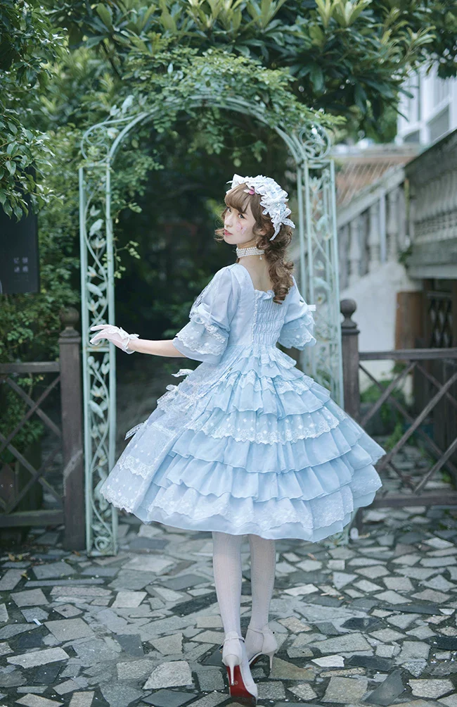 Dawn Wedding - Sweet Lolita OP Dress, Layered Hem - Image 2