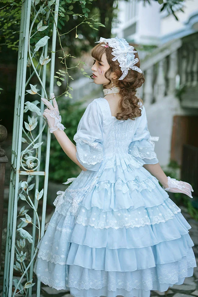 Dawn Wedding - Sweet Lolita OP Dress, Layered Hem - Image 6