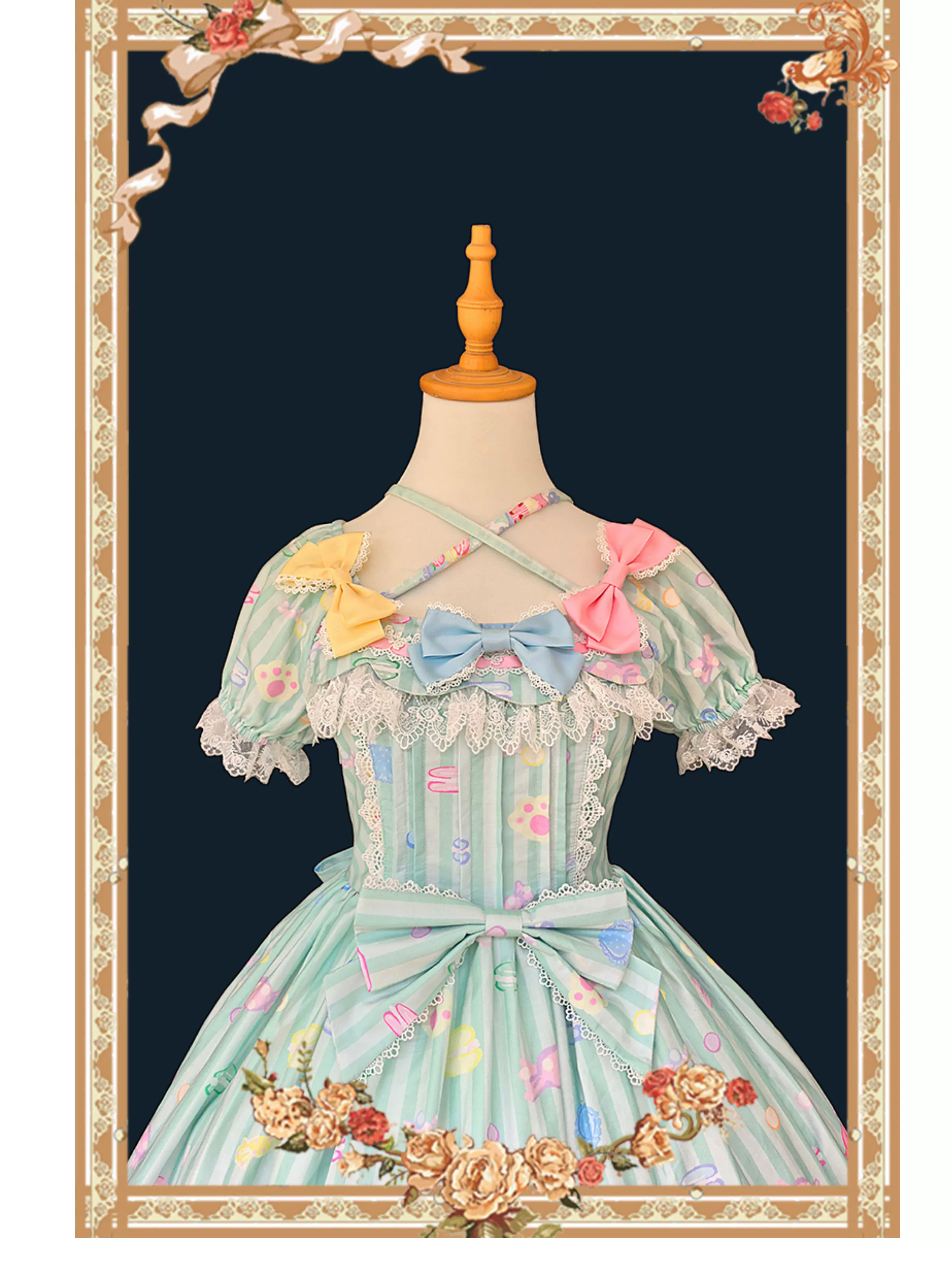 Macaron Dolly House - Sweet Lolita OP Printed Dress, Side Zipper - Image 11