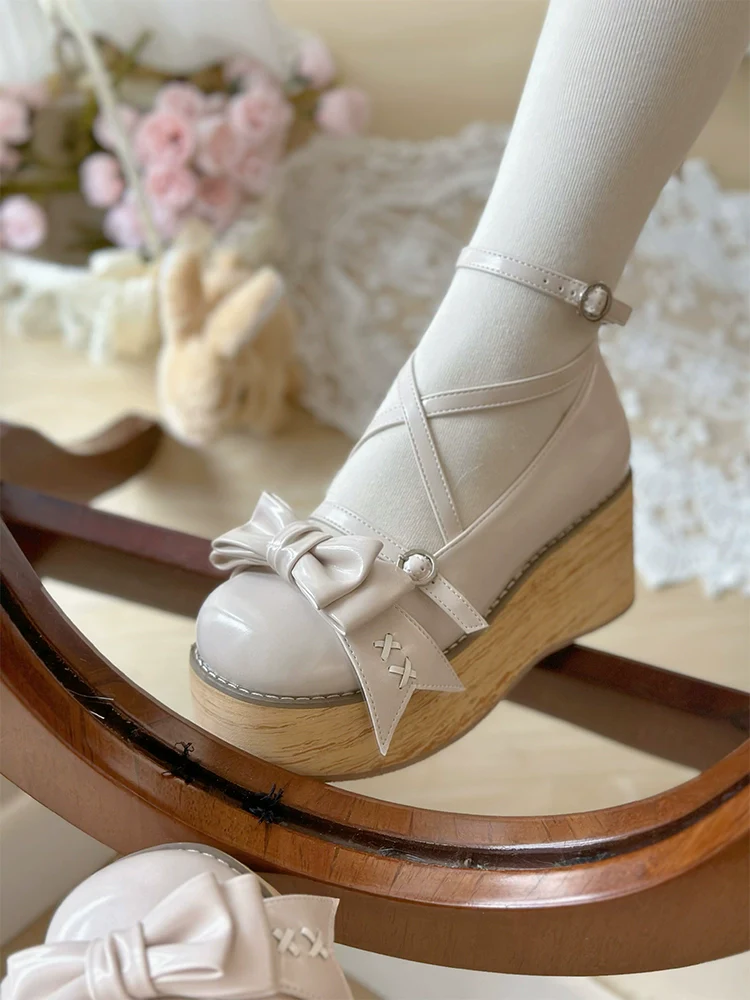 Sweet Cake - Sweet Lolita Platform Shoes Wood Grain - Image 21