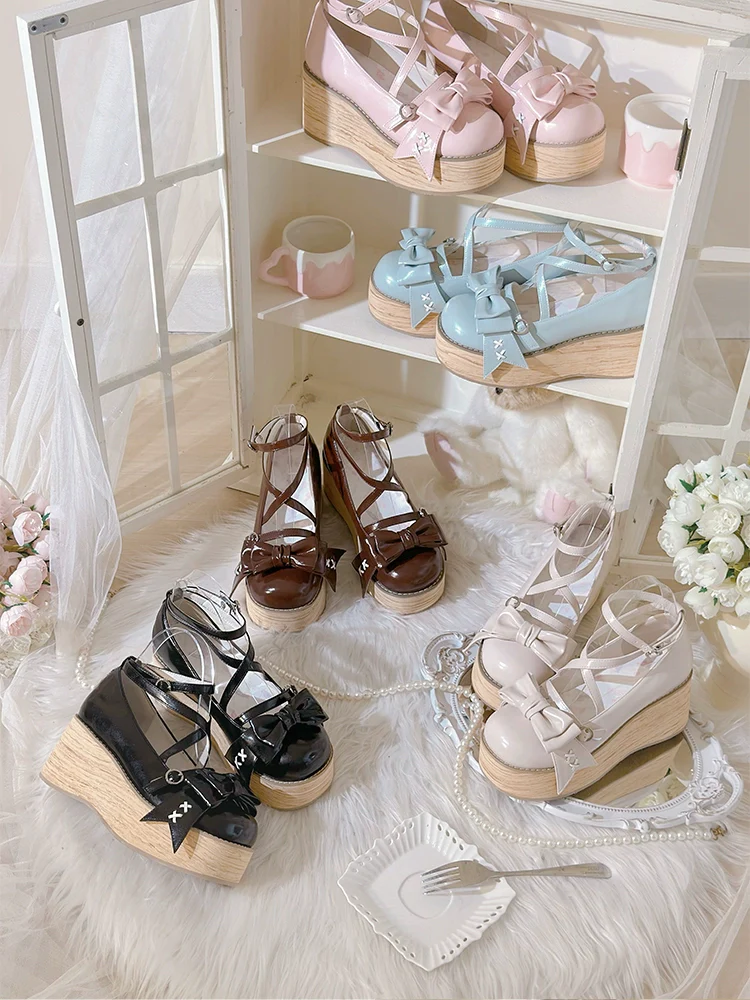 Sweet Cake - Sweet Lolita Platform Shoes Wood Grain - Image 37