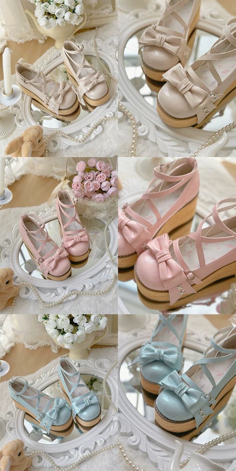 Sweet Cake - Sweet Lolita Platform Shoes Wood Grain - Image 39