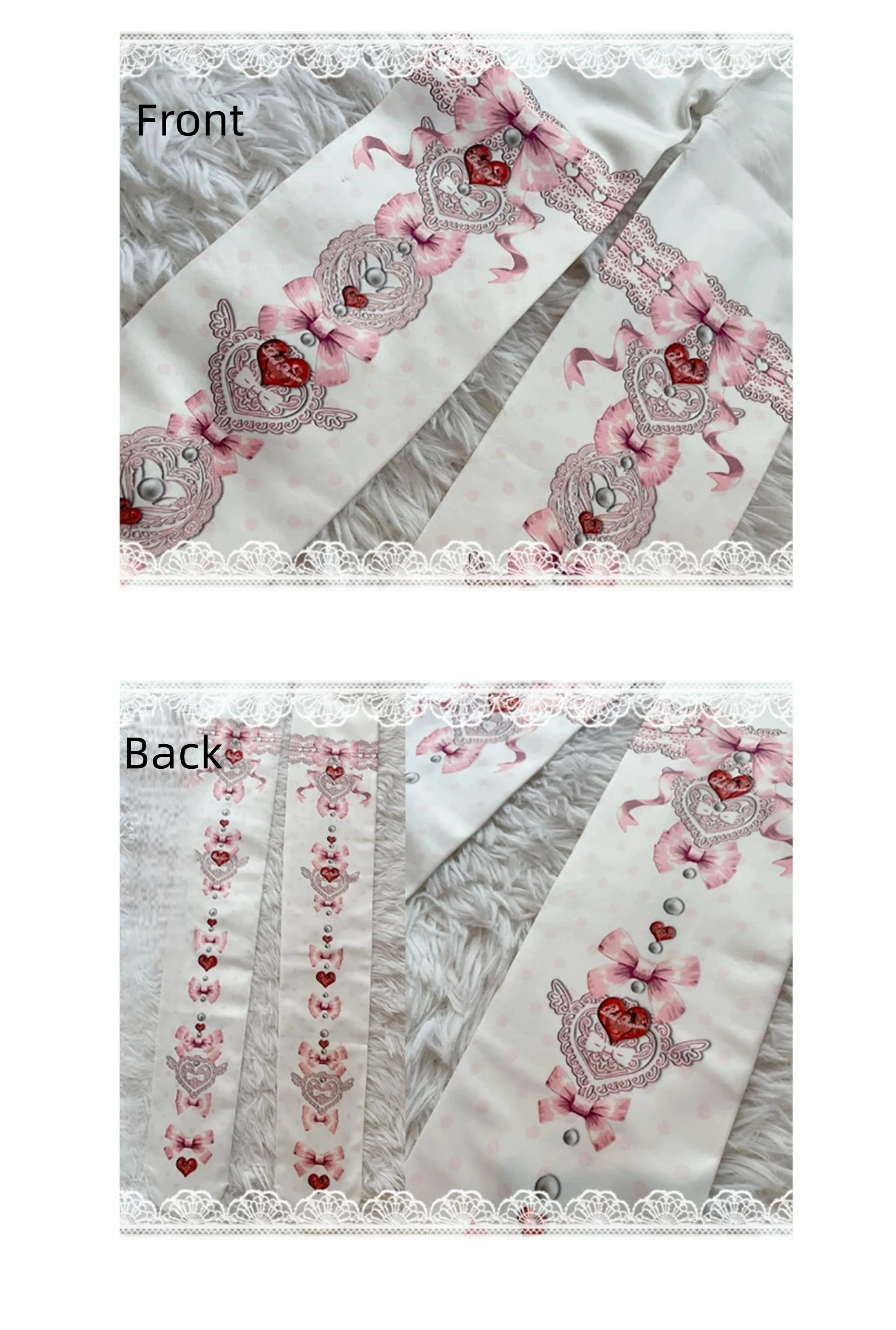 Sweet Lolita Polka Dot Printed Tights, Hearts and Bows Accent - Image 3