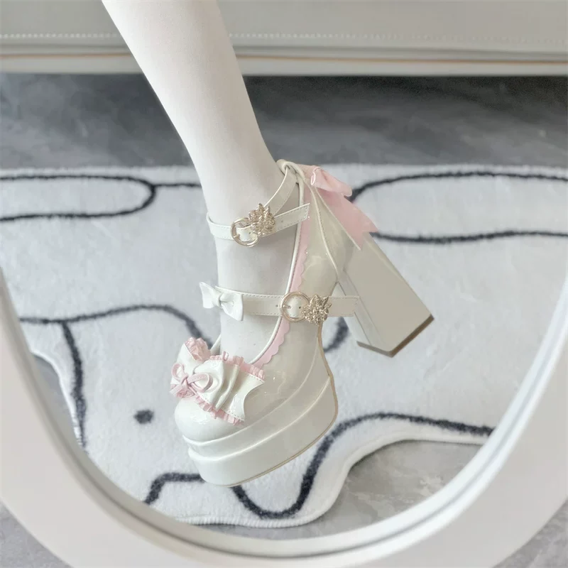 Dreamy Butterfly - Sweet Lolita Round Toe Heel Shoes, Bows & Ruffles - Image 12