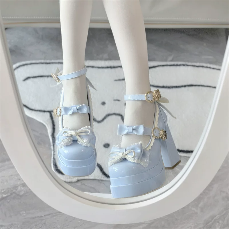 Dreamy Butterfly - Sweet Lolita Round Toe Heel Shoes, Bows & Ruffles - Image 21