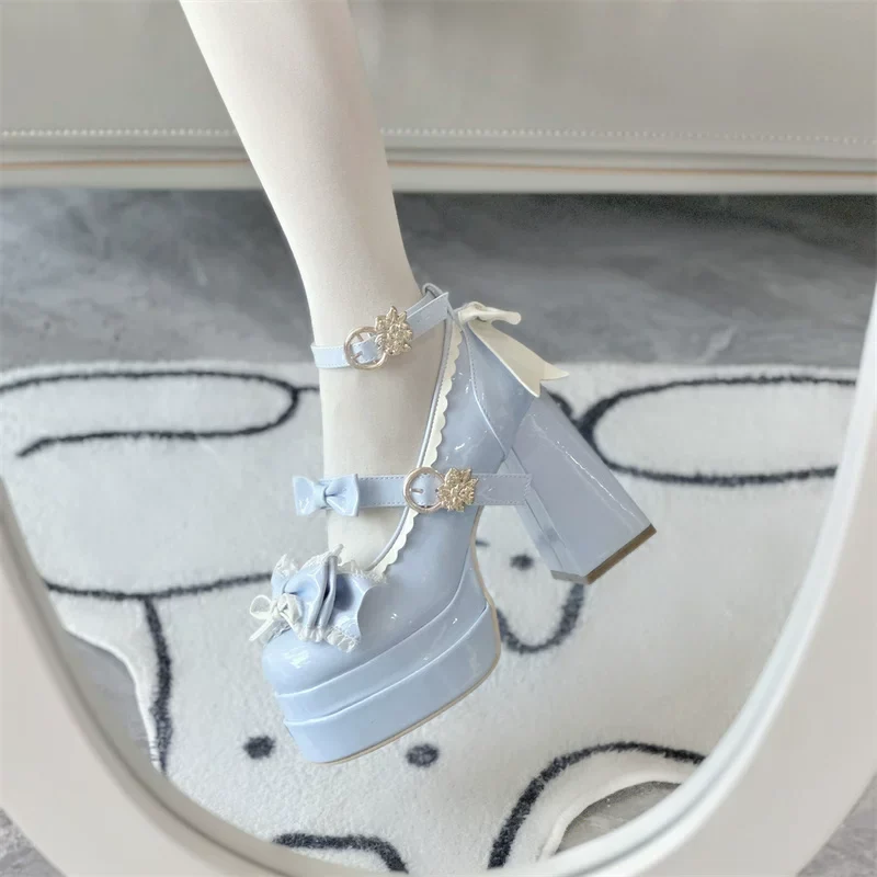 Dreamy Butterfly - Sweet Lolita Round Toe Heel Shoes, Bows & Ruffles - Image 22