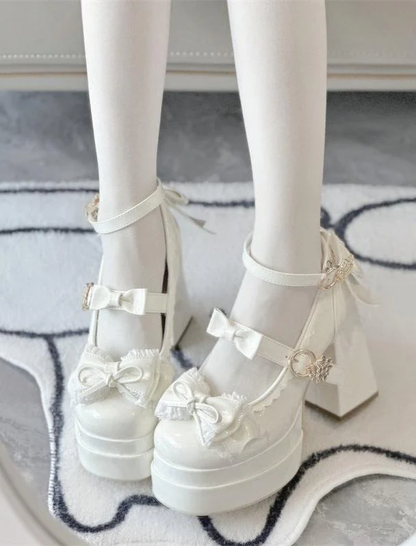 Dreamy Butterfly - Sweet Lolita Round Toe Heel Shoes, Bows & Ruffles - Image 3