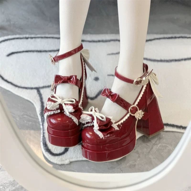 Dreamy Butterfly - Sweet Lolita Round Toe Heel Shoes, Bows & Ruffles - Image 30