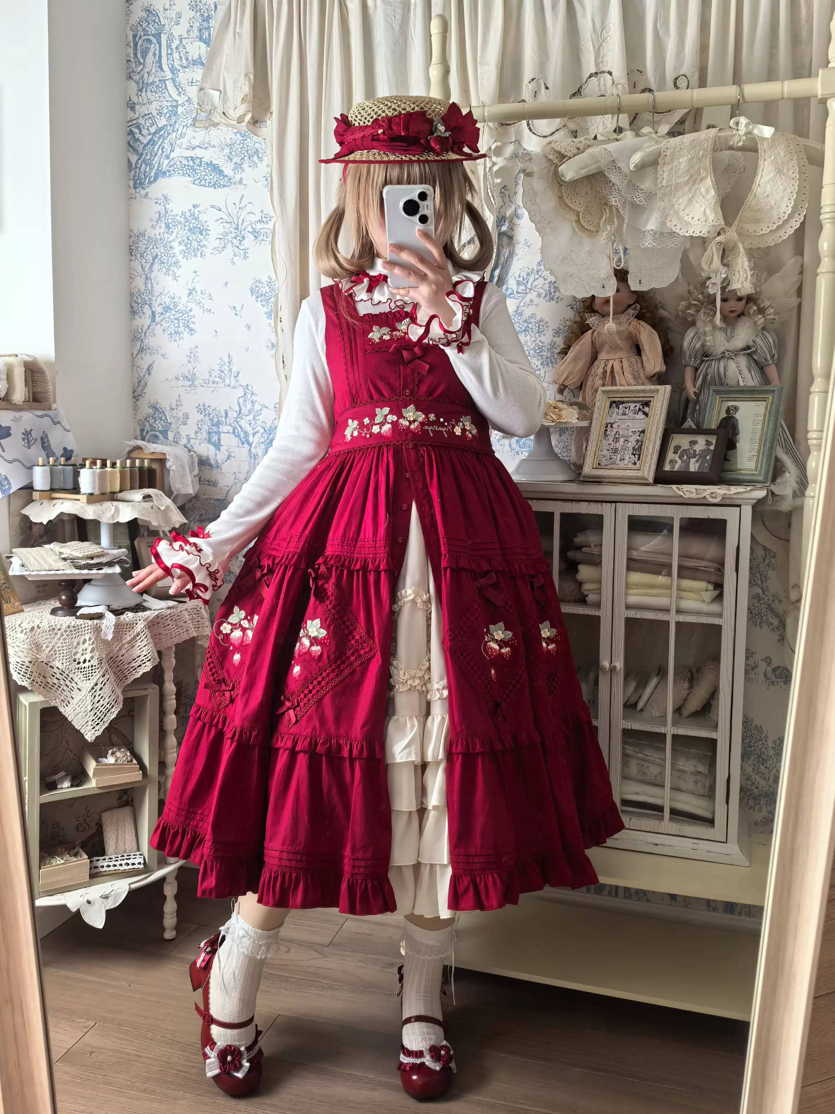 Moonlit Sakura - Sweet Lolita Round-toe Heel Shoes, Floral Accent - Image 11